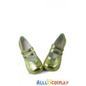 Golden Double Straps Chunky Sweet Lolita Shoes