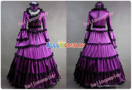 Southern Belle Gothic Satin Purple Dress Ball Gown Prom