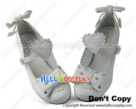 Classical White Instep Strap Chunky Heels Lolita Shoes