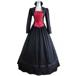 Gothic Victorian Brocaded Jacquard Dress Gown