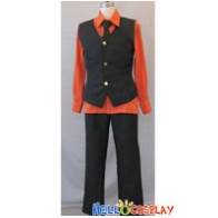 One Piece Cosplay Sanji Costume Orange Shirt Black Vest