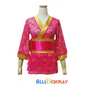 Angel Feather Cosplay Lace Kimono Dress Costume Rose Yellow