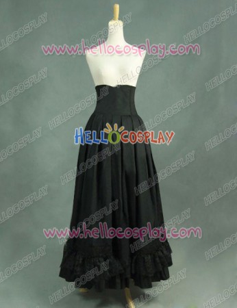 Victorian Lolita Edwardian Period Pleated Skirt Punk Lolita Dress Black