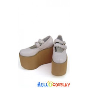 White Double Ruffle Straps Platform Princess Lolita Shoes