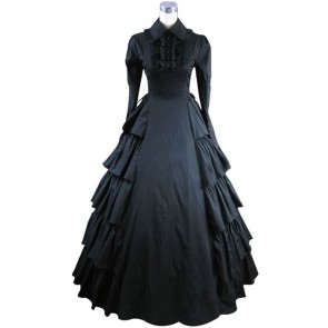 Victorian Gothic Lolita Cosplay Black Dress Ball Gown