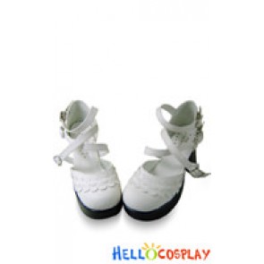 Elegant White Crossing Straps Platform Princess Lolita Shoes