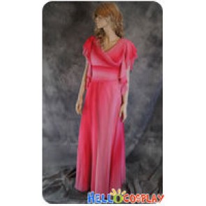 Party Cosplay Pink Red Chiffon Ball Gown Formal Dress Costume