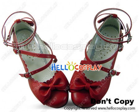 Wine Red Ruffle Sweet Chunky Princess Lolita Shoes