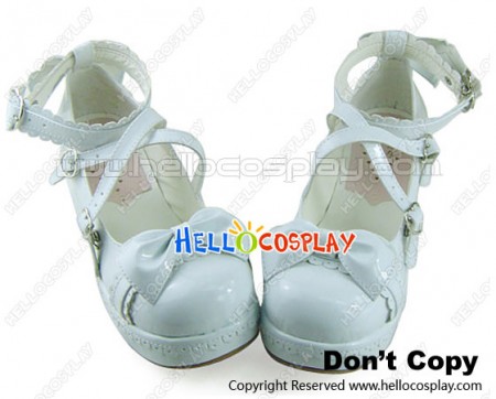 Mirror White Heart Shaped Buckles Platform Princess Lolita Shoes