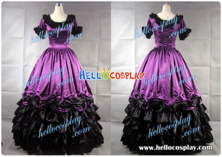 Civil War Southern Belle Ball Gown Violet Dress Prom