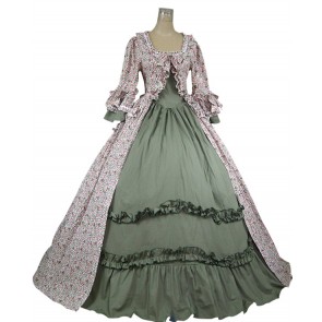 Renaissance Gothic Lolita Reenactment Ball Gown Floral Print Cot