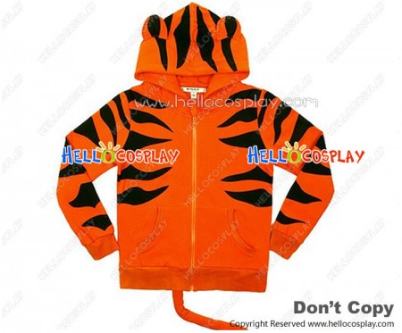 Myplace Lovers Fashion Tiger Thicken Zipper Hoodie Jacket Orange