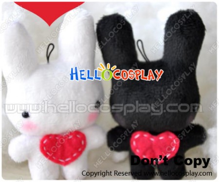 Cute White/Black Rabbit Plush Doll With Red Heart