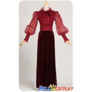 Party Cosplay Victorian Edwardian Classic Velvet Ball Gown Stage Dress Costume