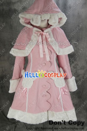 Gothic Lolita Cosplay Pink Teddy Cape Rabbit Jacket Costume