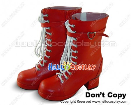 Matt Red White Shoelace Chunky Punk Lolita Boots