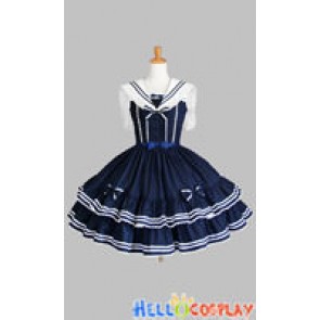 Sweet Lolita Gothic Punk Jumper Skirt Navy Blue Sailor Dress