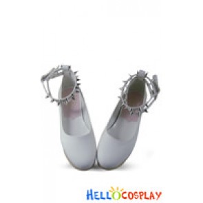 Classical White Rivets Ankle Strap Platform Punk Lolita Shoes