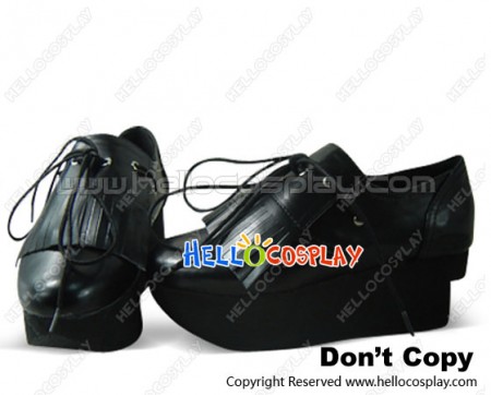 Black Bow Lace Platform Black Soles Sweet Lolita Shoes