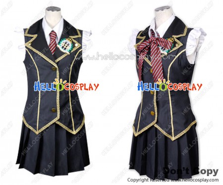 Black Stripe Girl School Uniform Cosplay Dress Costume