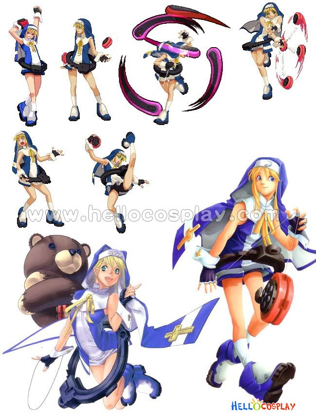 Guilty Gear Bridget Blue White Cosplay Shoes