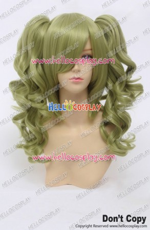 Wig Lolita Cosplay Curly Clip On Double Ponytails Golden Green