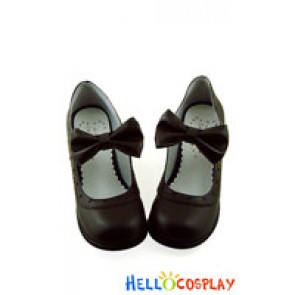 Brown IW Charlotte Bow Chunky Sweet Lolita Shoes