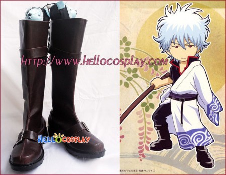 Gintama Cosplay Gintoki Sakata Brown Boots