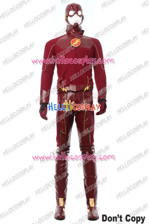 The Flash Barry Allen Cosplay Costume Red Leather Uniform Upgraded Version