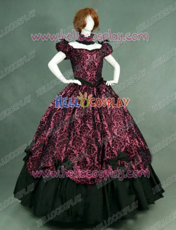 Victorian Lolita Southern Belle Brocade Gothic Lolita Dress Red Floral