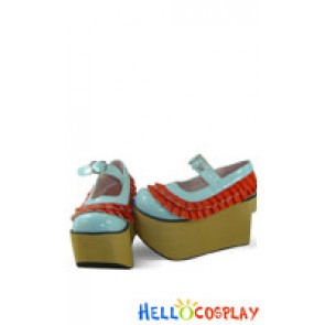 Mint Red Ruffle Buckles Strap Platform Punk Lolita Shoes