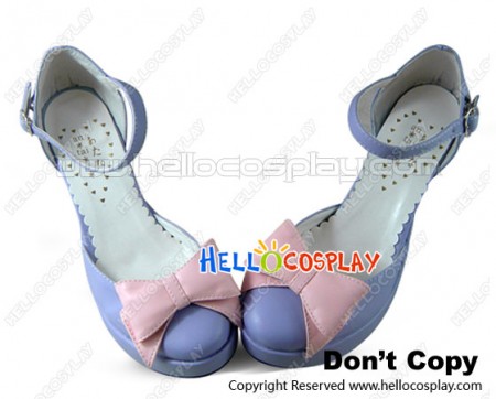 Light Violet Ankle Strap Lolita Shoes With Detachable Bow