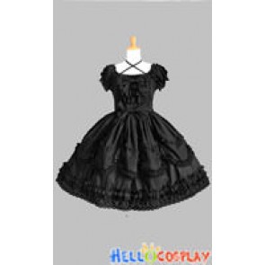 Gothic Punk Lolita Black Ruffle Dress