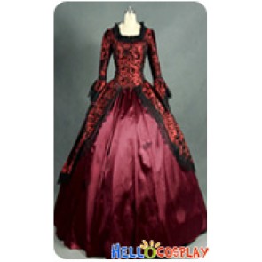 Victorian Lolita Marie Antoinette Brocade Gothic Lolita Dress Wine Floral