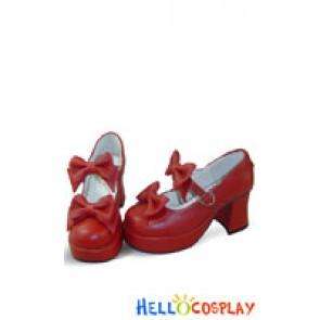 Wine Red Instep Strap Sweet Lolita Platform Ankle Shoes