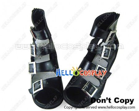 Black Buckles Open Wedge Princess Lolita Sandals