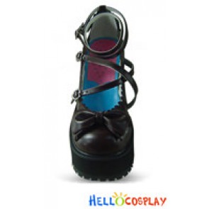 Brown Black Soles Ruffle Sweet Chunky Princess Lolita Shoes