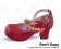Wine Red Back Ruffle Strap Chunky Princess Lolita Shoes