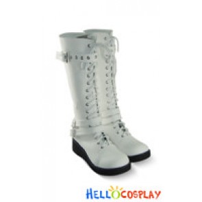 White Long Lacing Buckles Platform Princess Lolita Boots