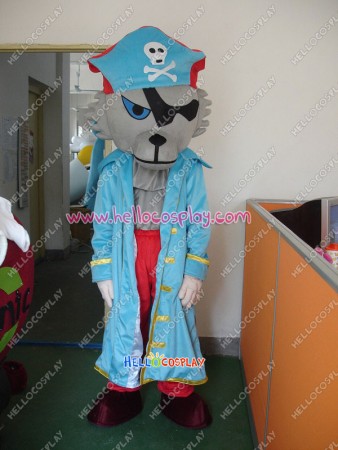 Cartoon Wolf Pirate Mascot Costume