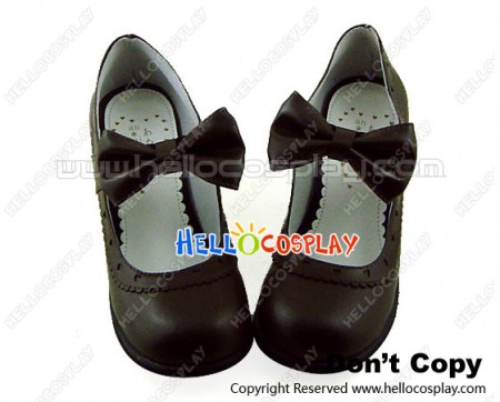 Brown IW Charlotte Bow Chunky Sweet Lolita Shoes