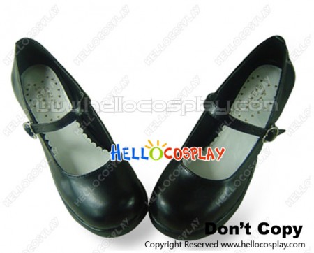 Matte Black Strap Chunky Princess Lolita Shoes
