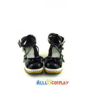 White Black Heart Shaped Buckles Platform Princess Lolita Shoes