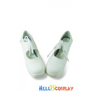 Glamorous White Lace Up Platform Chunky Lolita Shoes