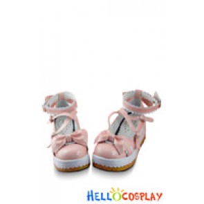 Mirror Pink White Heart Buckles Platform Princess Lolita Shoes