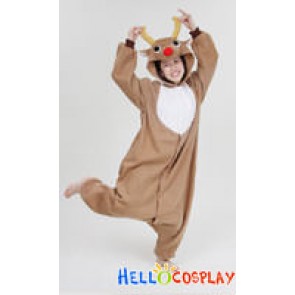 Kigurumi Costumes Light Brown Reindeer Pajamas