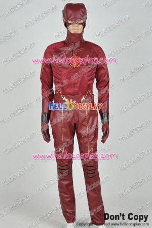 The Flash 2014 Barry Allen Cosplay Costume Red Leather Uniform