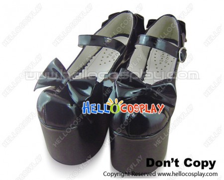 Mirror Black Round Buckle Platform Sweet Lolita Shoes