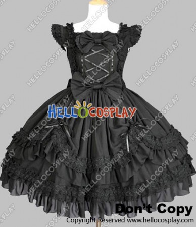Victorian Gothic Lolita Punk Black Fluffy Dress