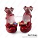 Lolita Shoes Red Mirror Chunky Bows Princess Lace Instep Strap